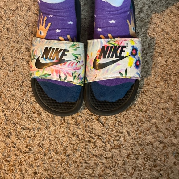 Nike Shoes - Nike colorful flower slides